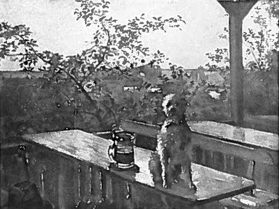El perro Hipp en una mesa de Lovis Corinth